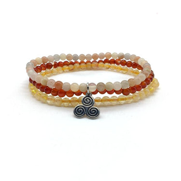 NATURAL ANTI-DEPRESSION 'PICK-ME-UPS' -Citrine,Sunstone & Carnelian- 3/pc *MIGHTY MINIS* Healing Energy Stone Bracelets